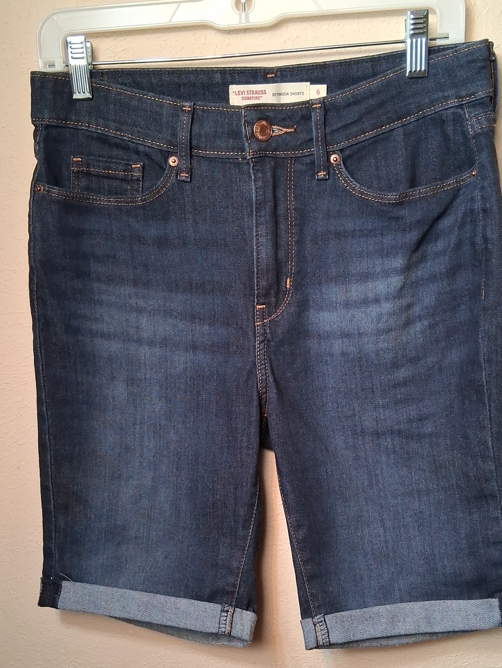 Levi Strauss Signature Dark Indigo Women's Denim Bermuda Shorts
